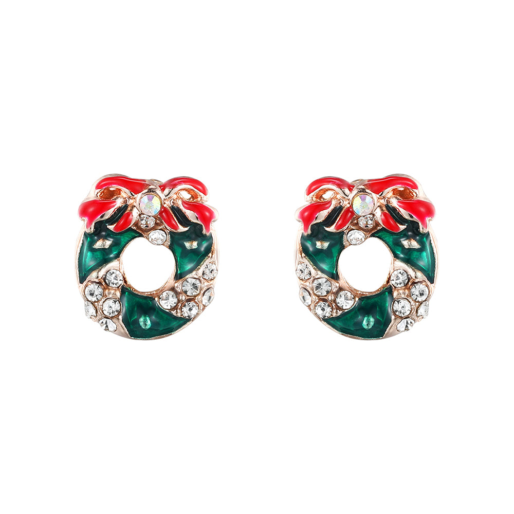 Christmas Wreath Bow Stud Earrings