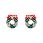 Christmas Wreath Bow Stud Earrings