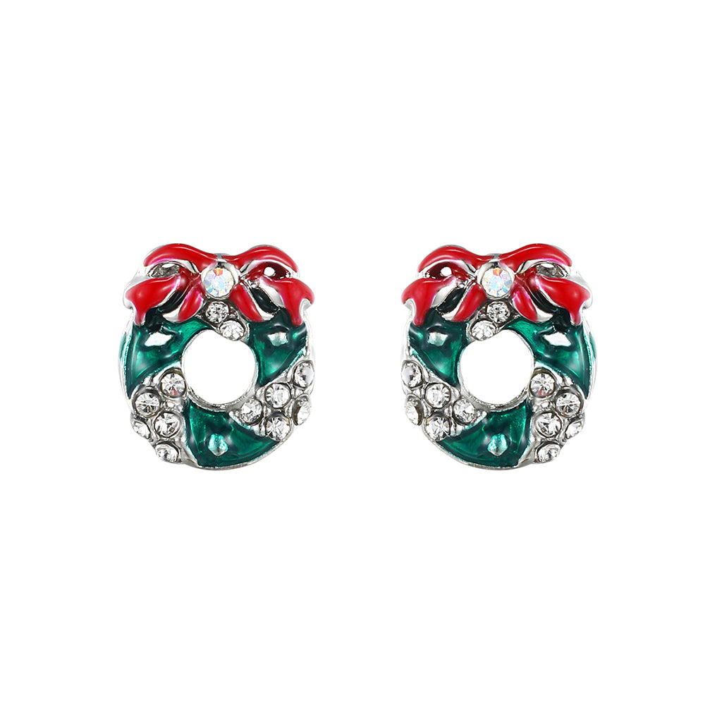 Christmas Wreath Bow Stud Earrings