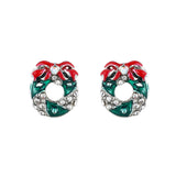 Christmas Wreath Bow Stud Earrings