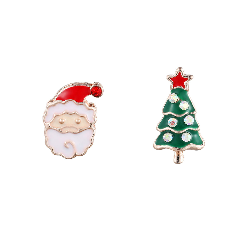 Santa And Christmas Tree Stud Earrings