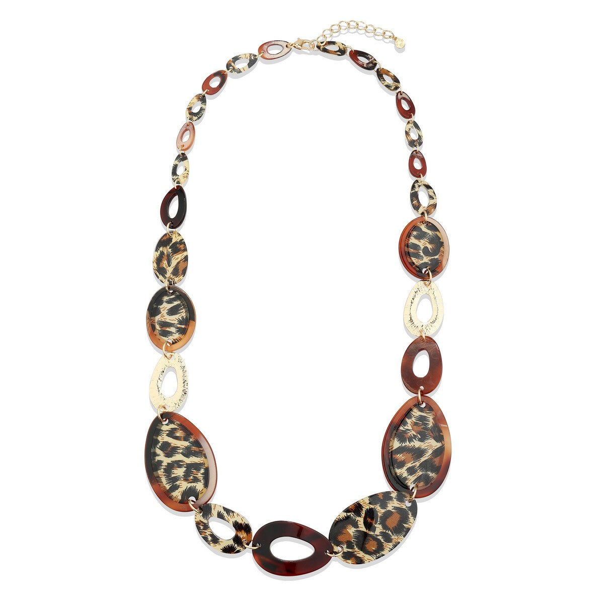 Geometric Chunky Fashion Necklace with Leopard Print YA22004LPD