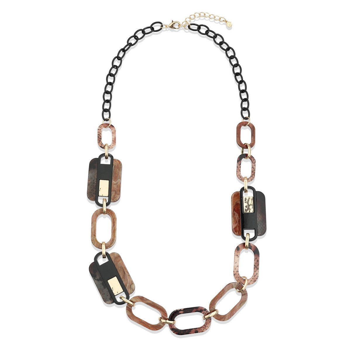 Coffee Beaded Chain Link Statement Necklace YA22014COF