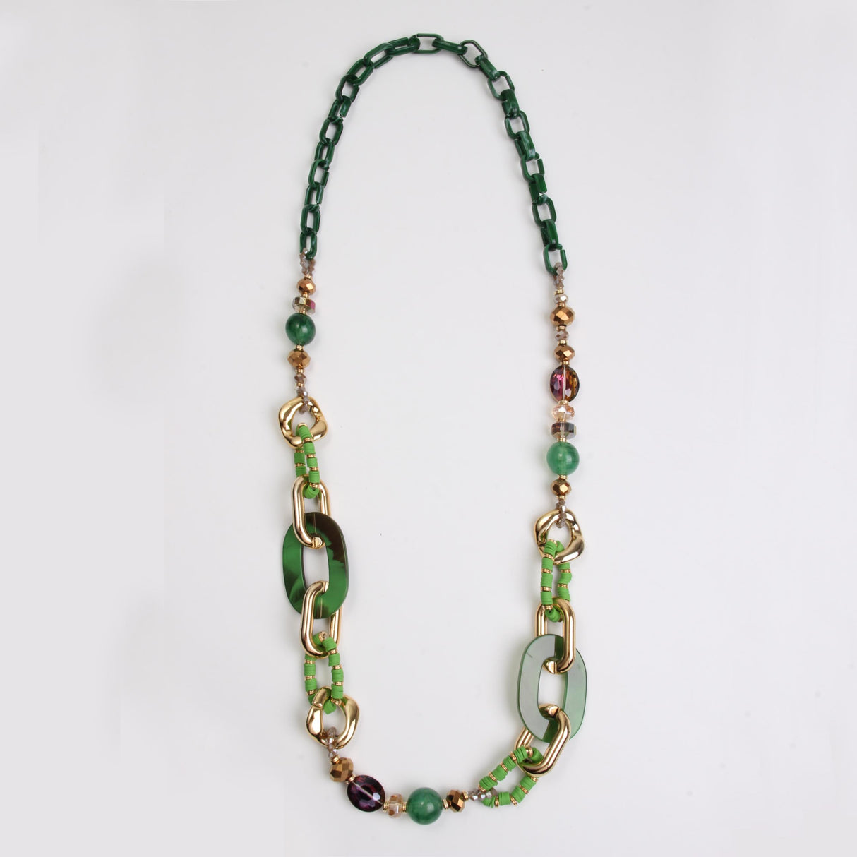 Beads And Ovals Long Necklace