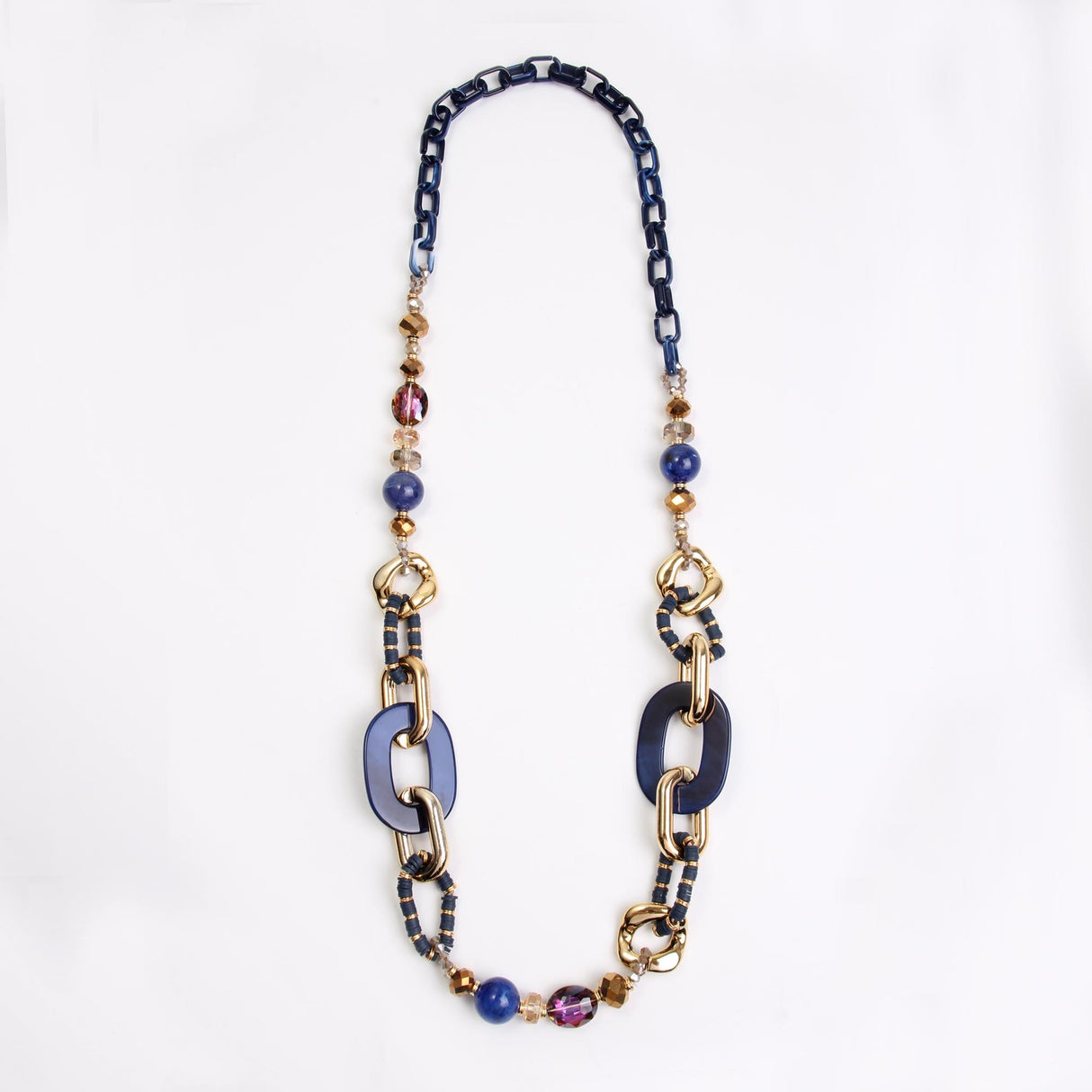 Beads And Ovals Long Necklace