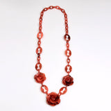 Multi Beaded Ovals Chain Long Necklace