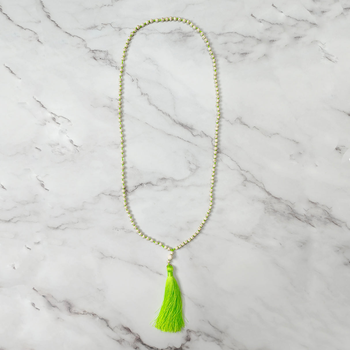 Green Pearl Tassel Necklace JYB13007GRN