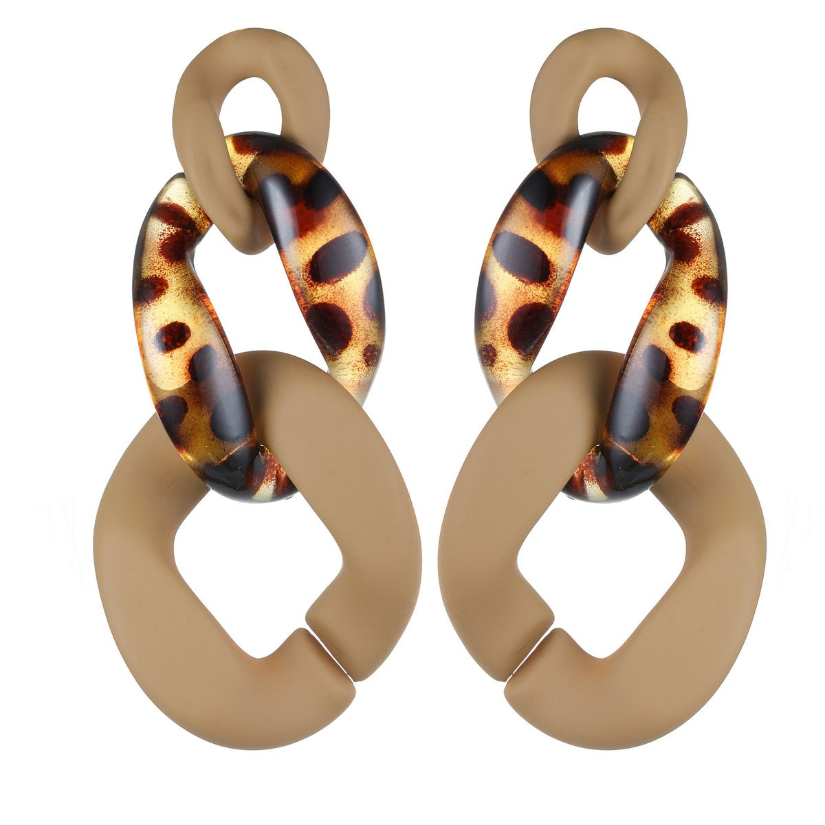 Coffee Linked Hoop Earrings YD22803COF