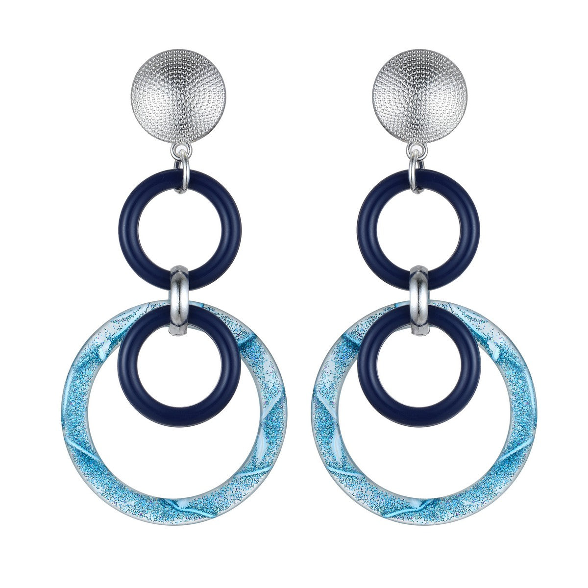 Blue Multi-Hoop Colourful Fashion Earrings YD22805NVY