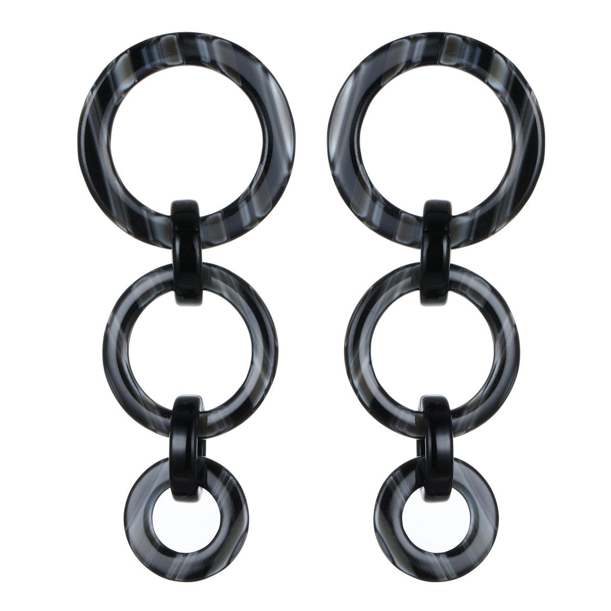 Black & White Chunky Hoop Earrings YD22808BKW