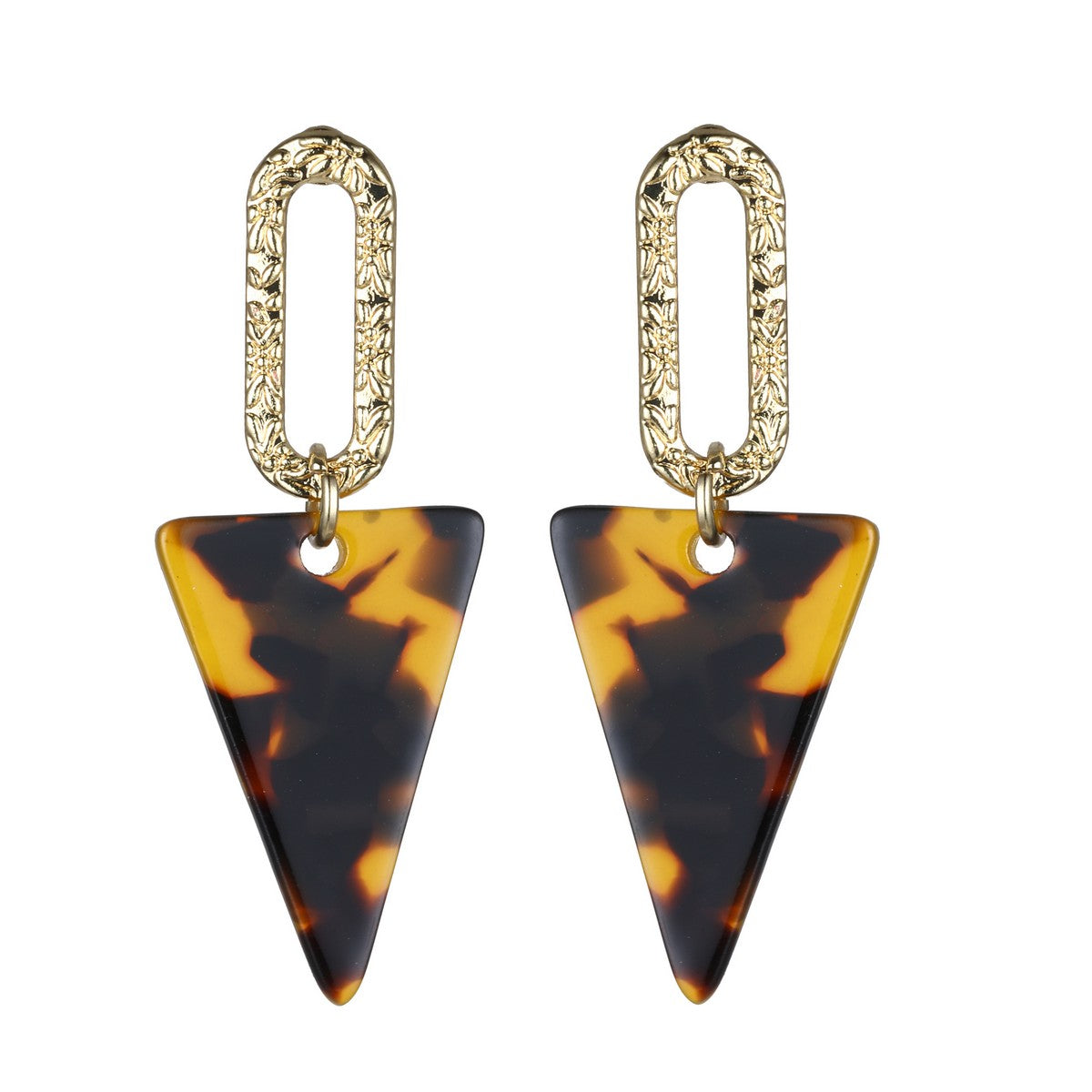 Gold & Leopard Print Triangle Drop Earrings YD22813LPD