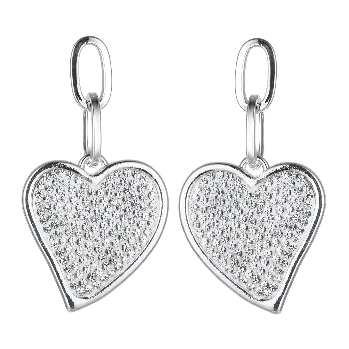 Large Heart Earrings with Diamante Accent YD22818SLR