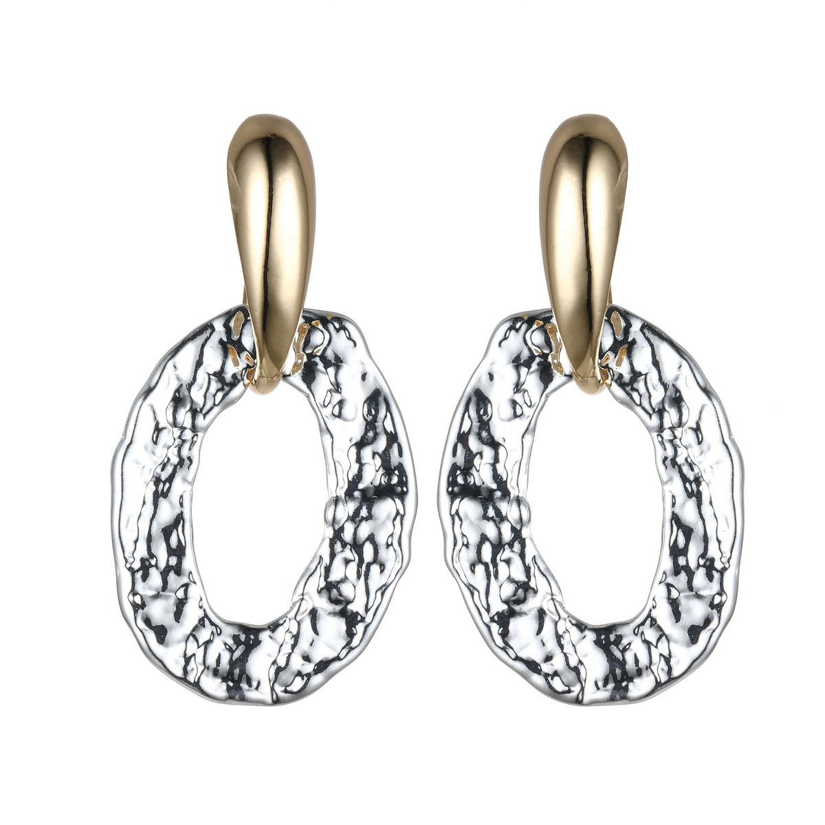 Gold & Silver Textured Hoop Earrings  YD22821MIX