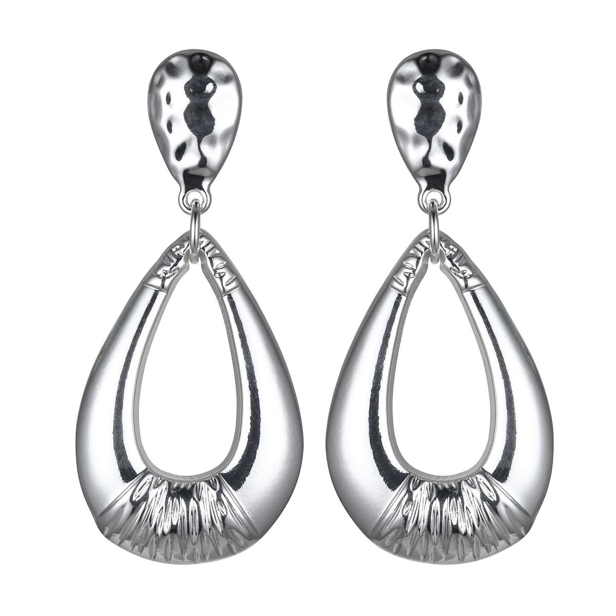 Silver Detailed Tear-Drop Dangly Earrings YD22824SLR