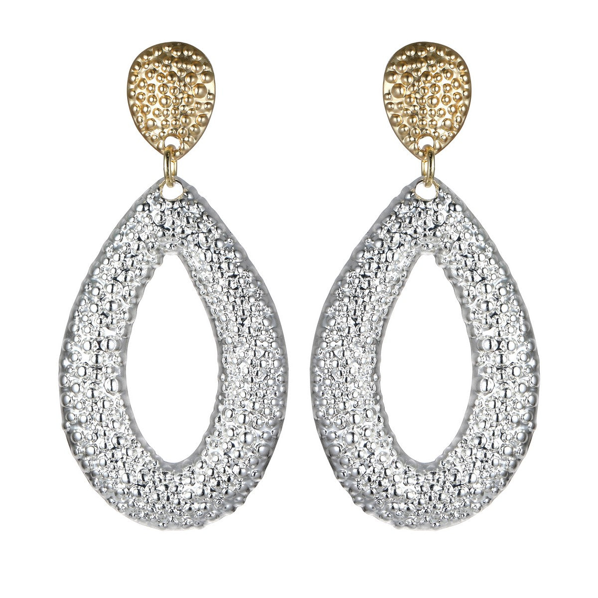 Gold and Silver Tear-drop Shiny Earrings YD22828MIX