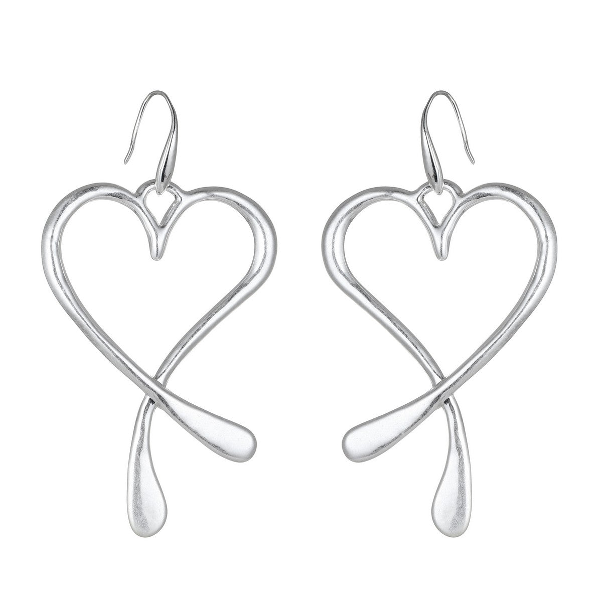 Silver Heart Dangly Earrings YD22840SLR