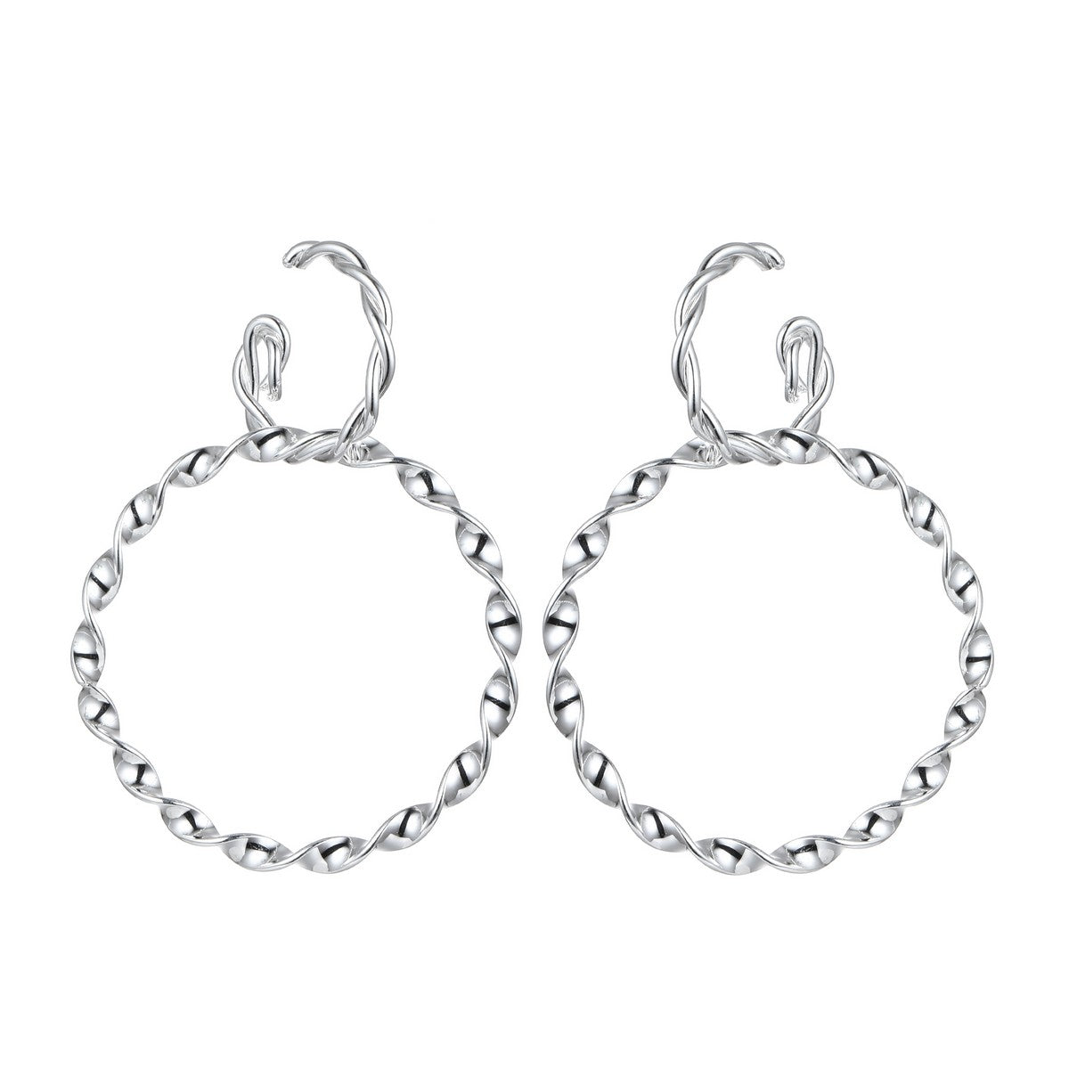 Silver Twist Design Stacked Hoop Earrings YD22842SLR