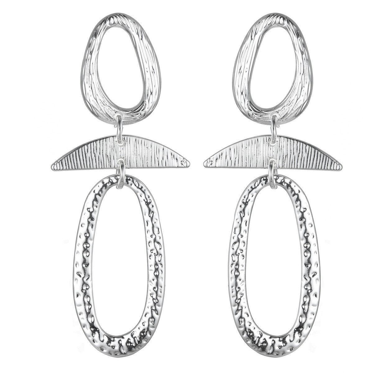 Silver Oval Dangly Earrings YD22843SLR