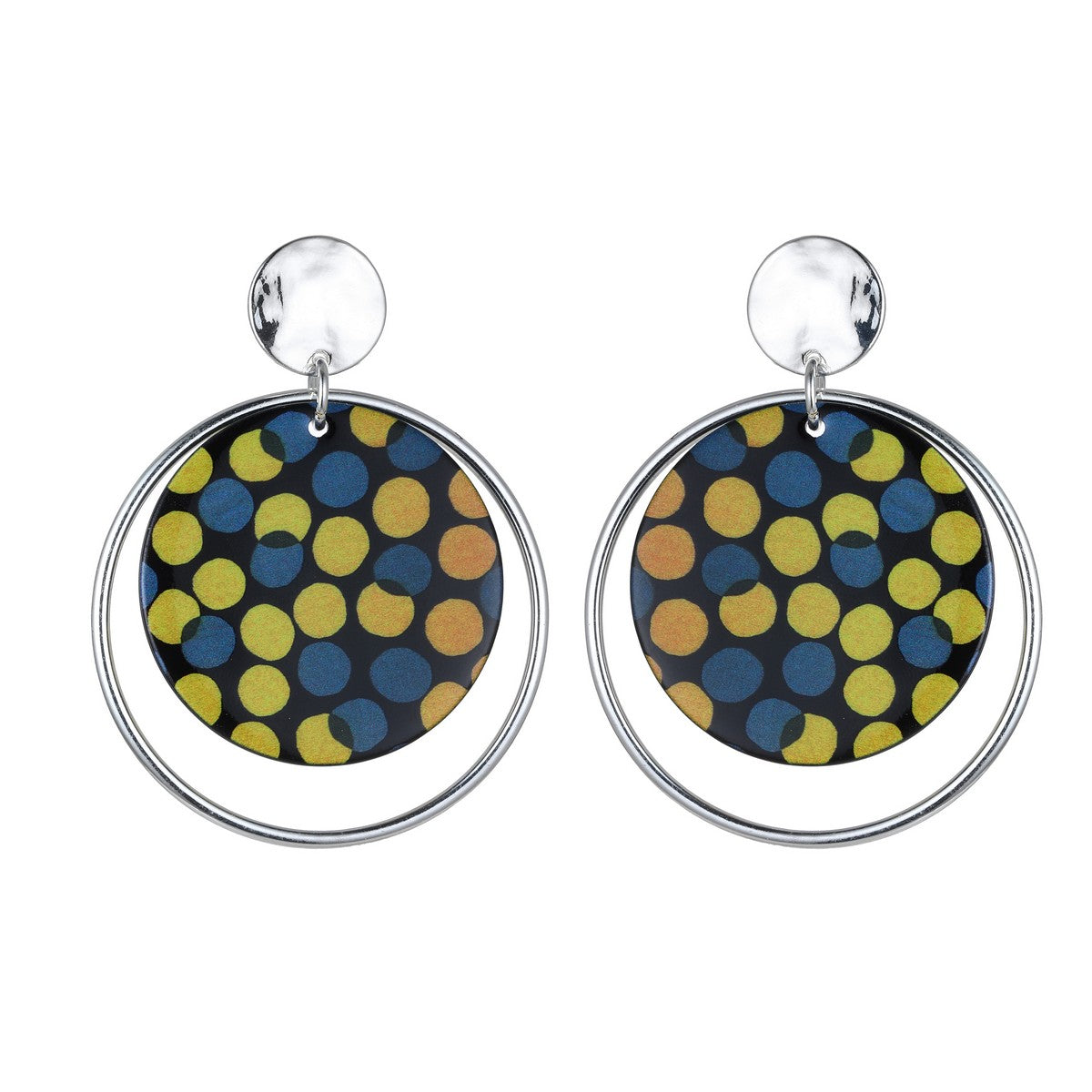 Yellow and Blue Polka-Dots Fashion Earrings YD22850YEL