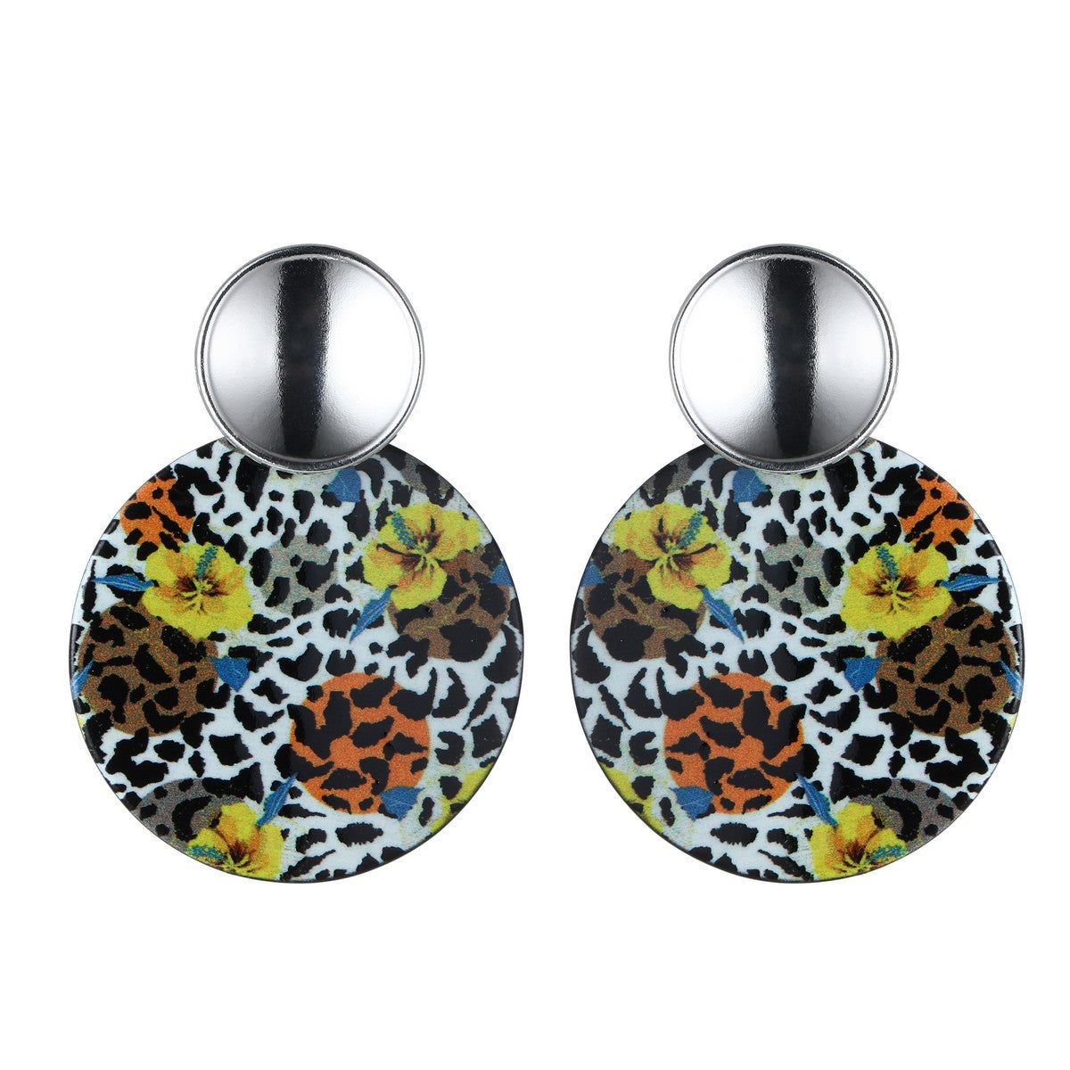 Boho Floral Spot Pattern Colourful Fashion Earrings YD22851YEL