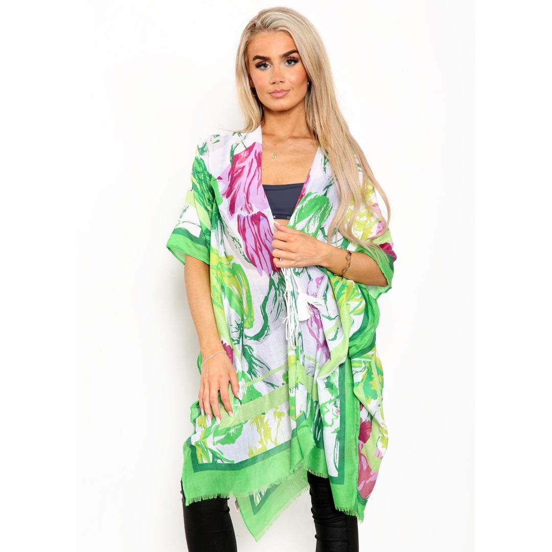 Floral Design Summer Kimono - Green JYF13001GRN