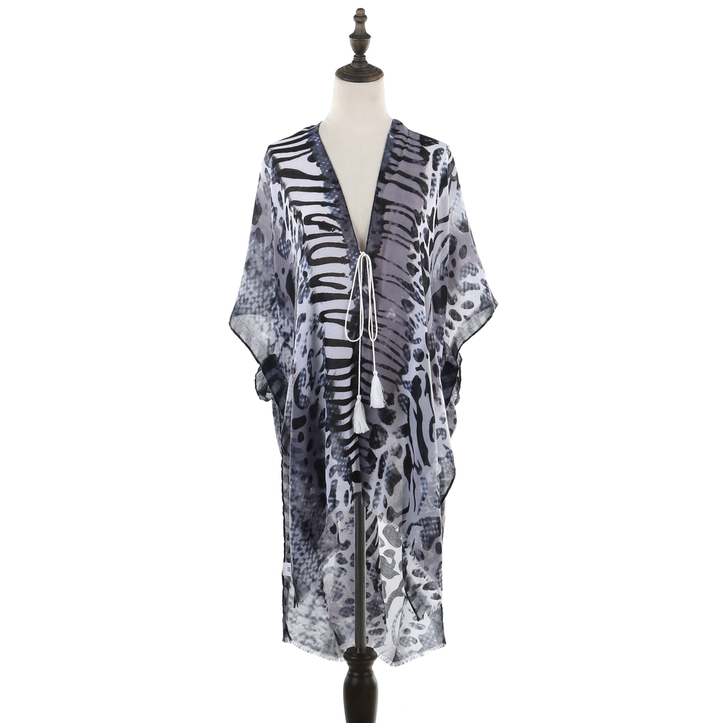 Zebra Print Summer Kimono - Black JYF13003BLK