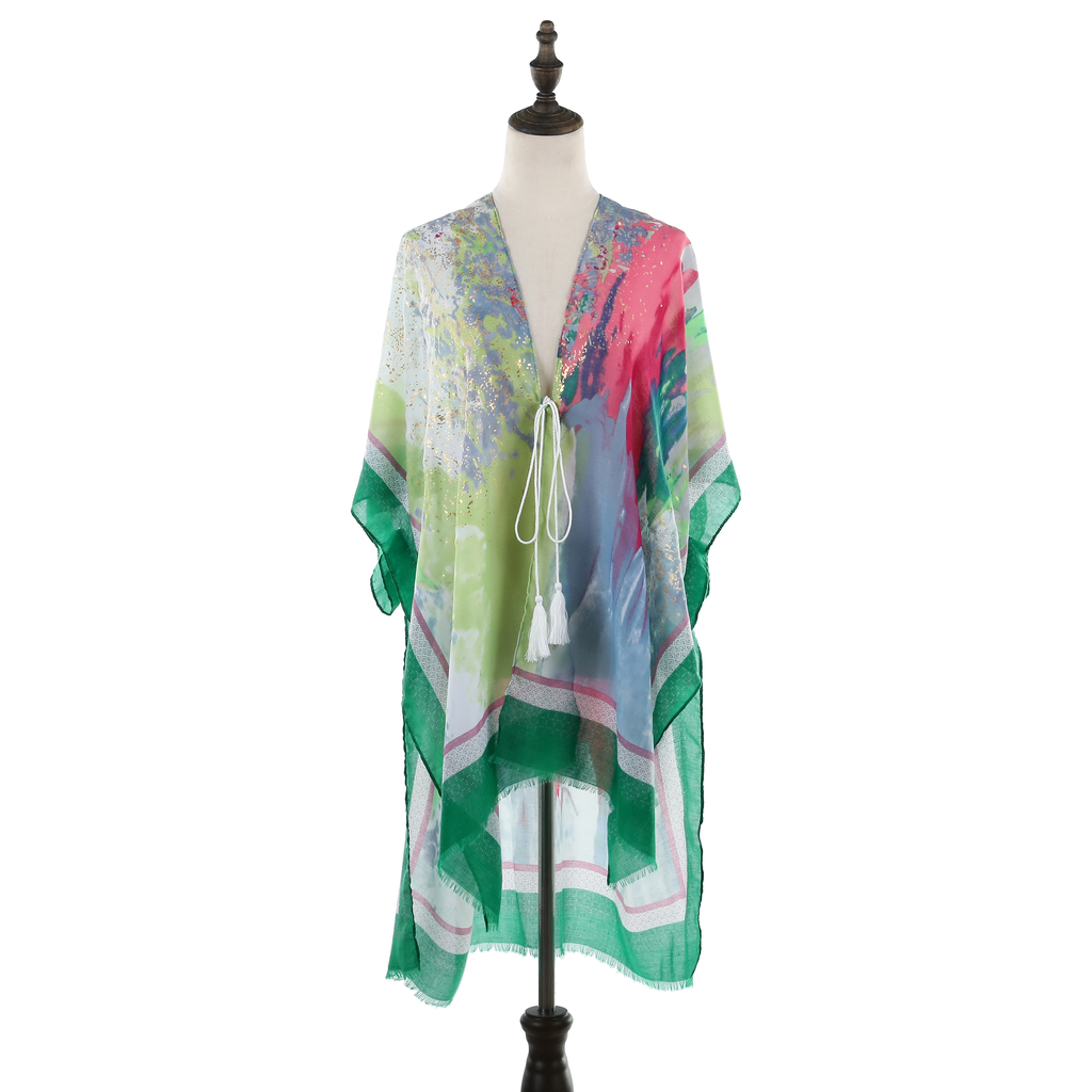 Vibrant Summer Kimono with Glitter - Green JYF13005GRN