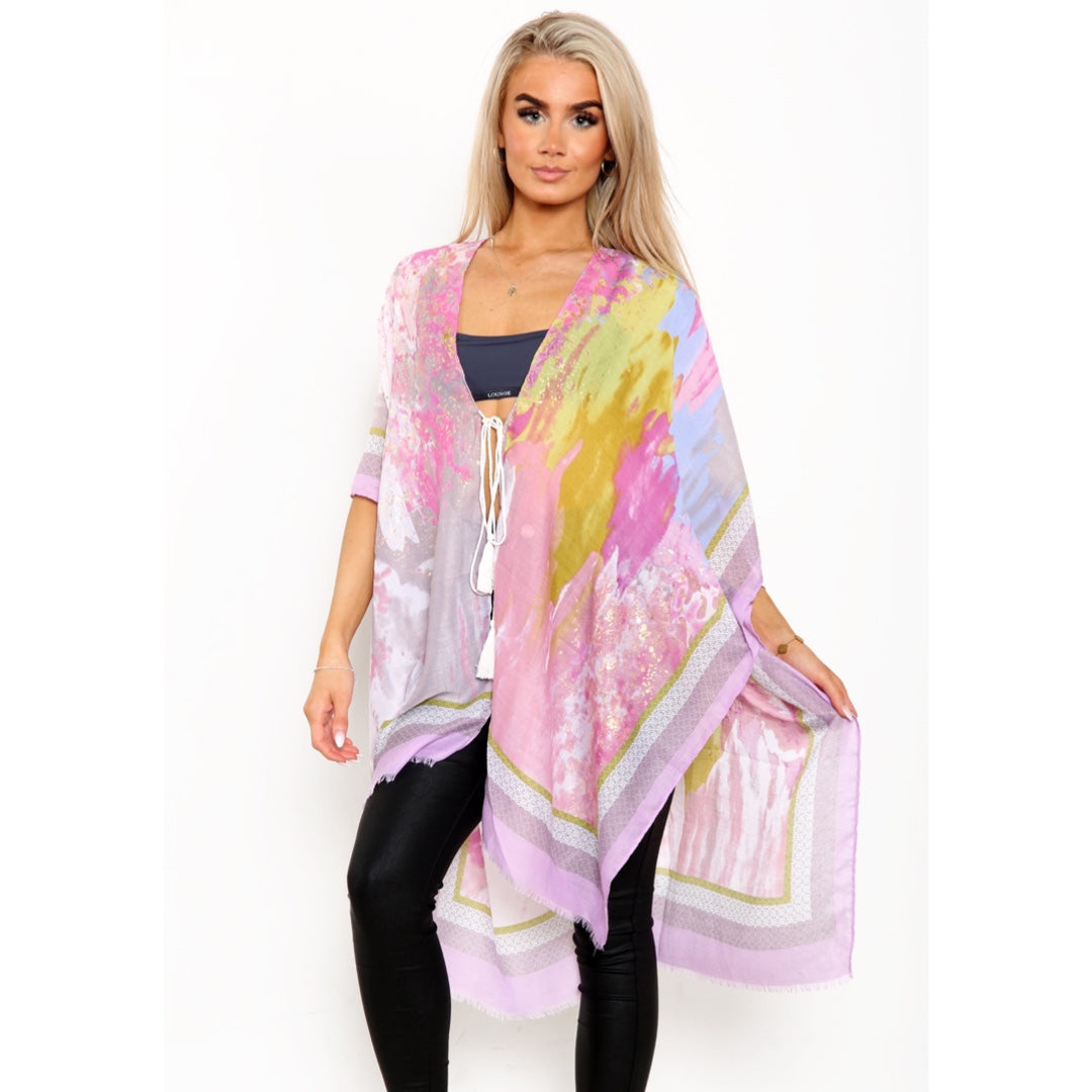 Tie-Dye Multicolour Kimono - Pink JYF13005PNK