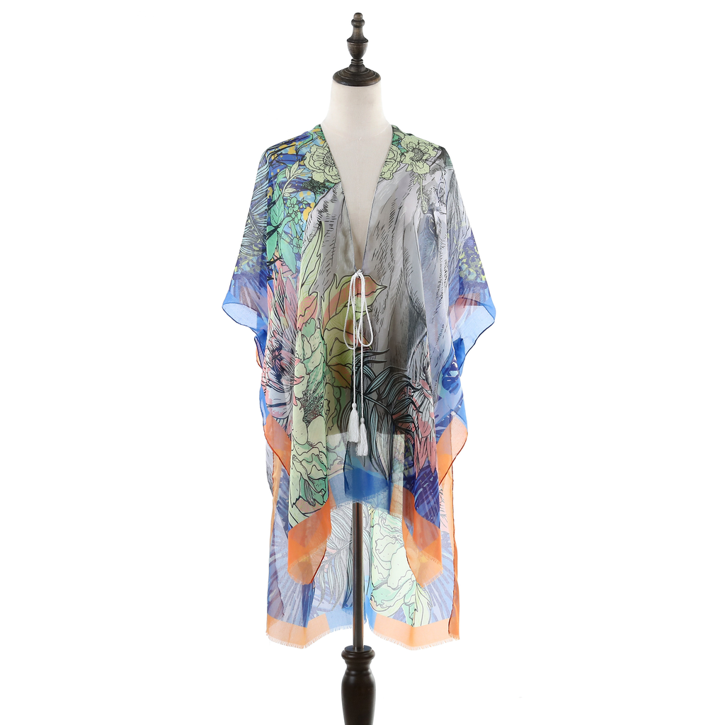 Large Mixed Leaves Kimono - Orange JYF13015ORG