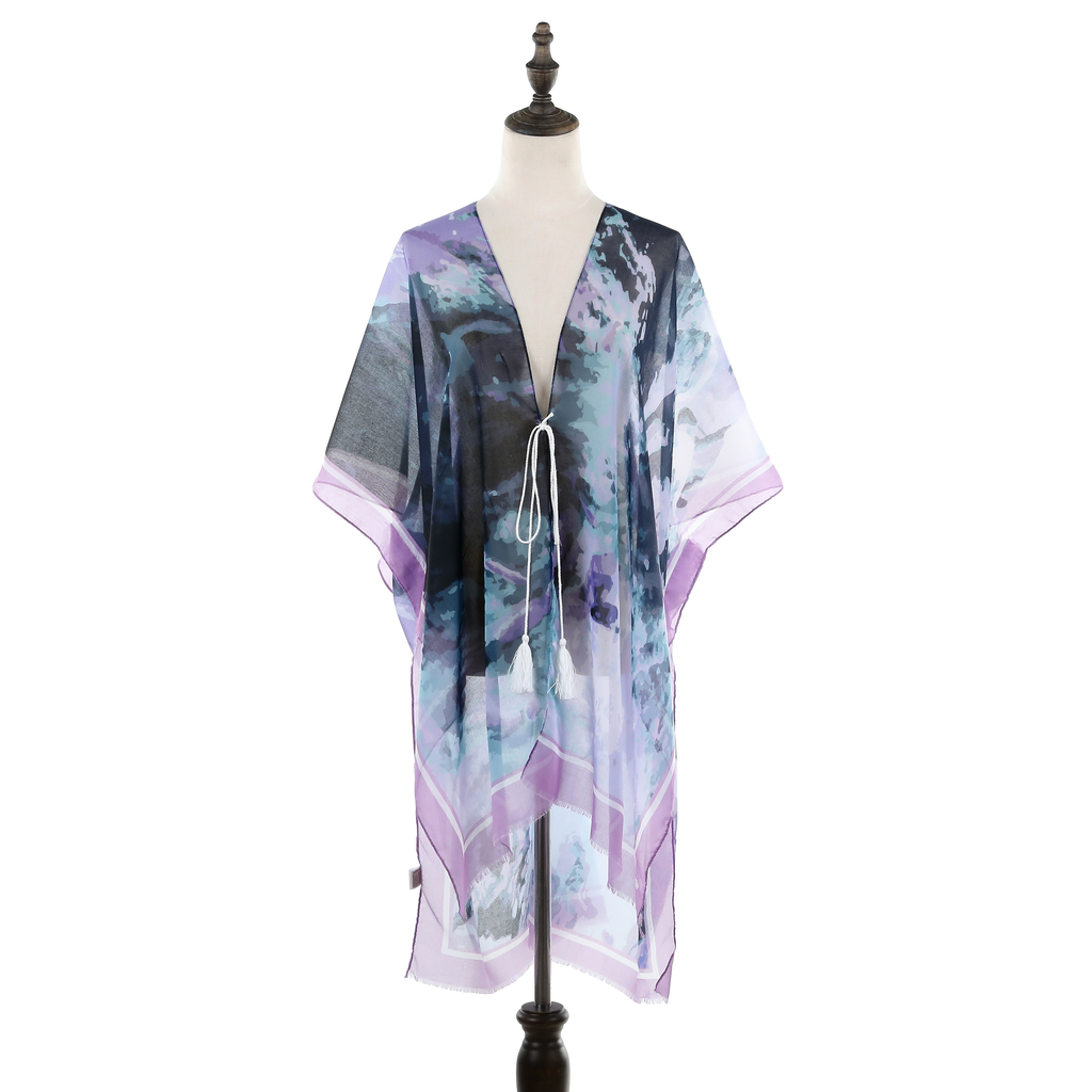 Multicolour Kimono with Border - Purple JYF13018PUR