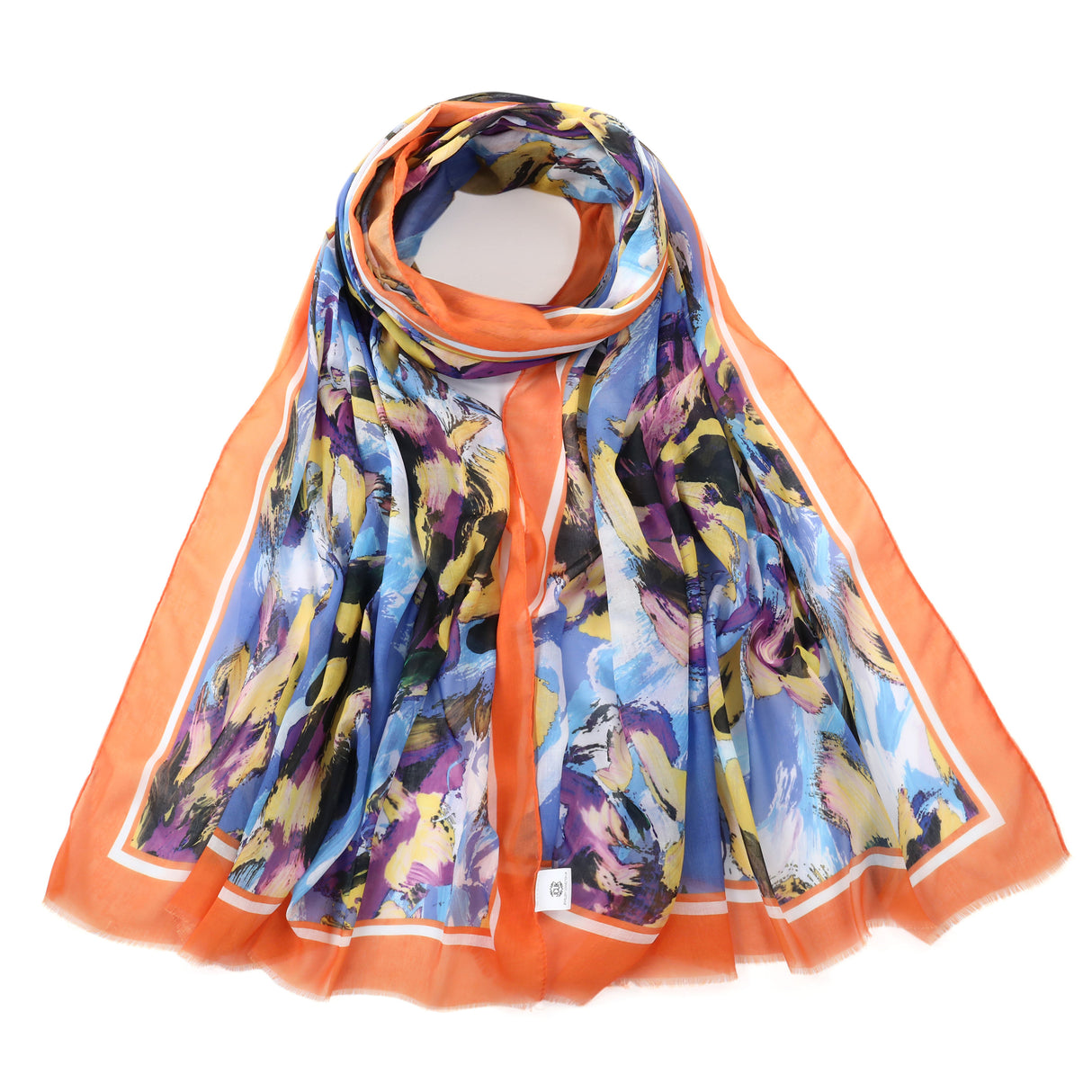 Abstract Print Silk Blend Scarf - Orange JYF135011ORG