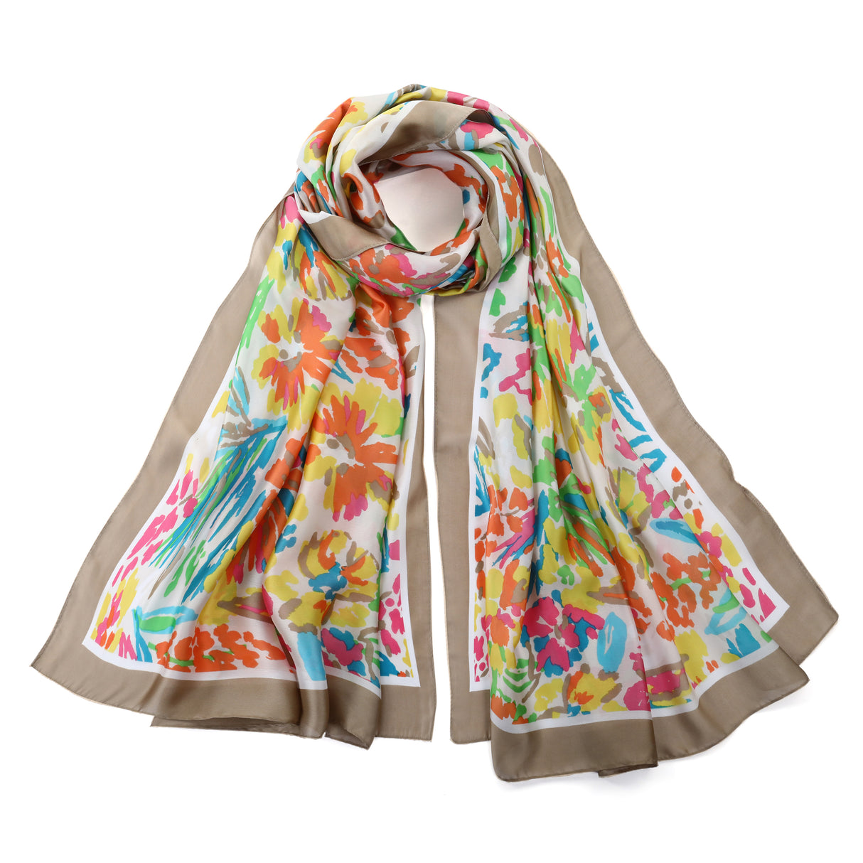 Mixed Floral Print Multi Coloured Scarf JYF135013YEL