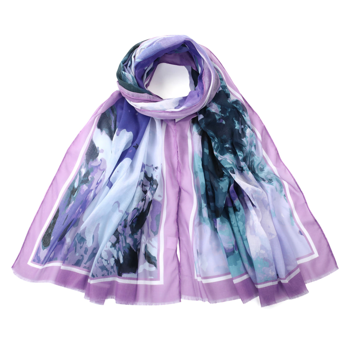 Vibrant Watercolour Design Scarf - Purple JYF135016PUR