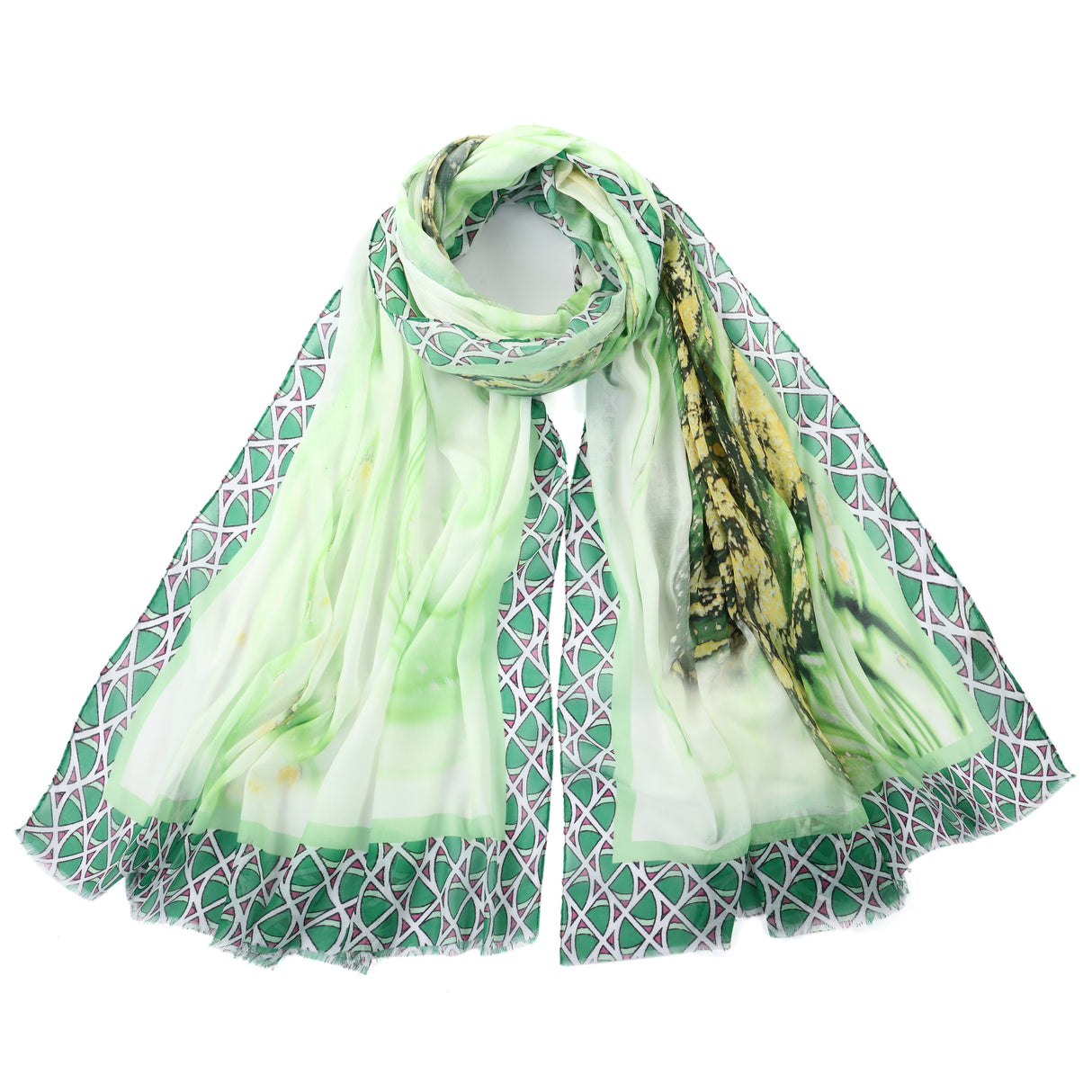 Green Marble Design Silk Blend Scarf JYF135018GRN