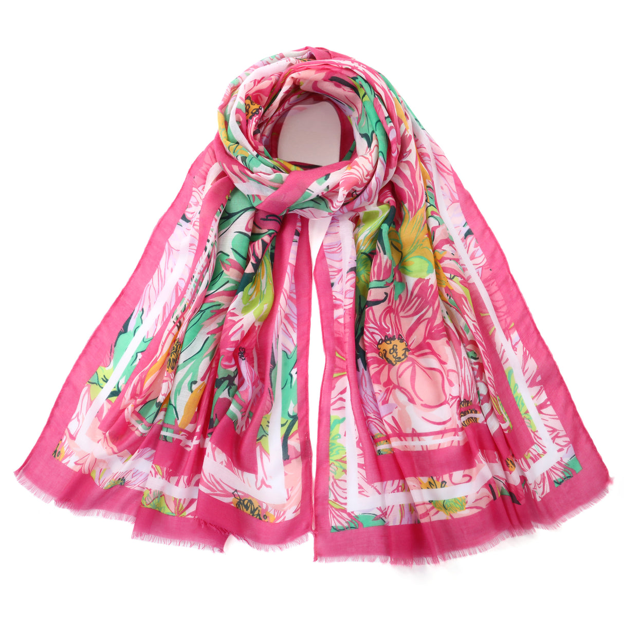 Pink & White Floral Print Scarf JYF13503PNK