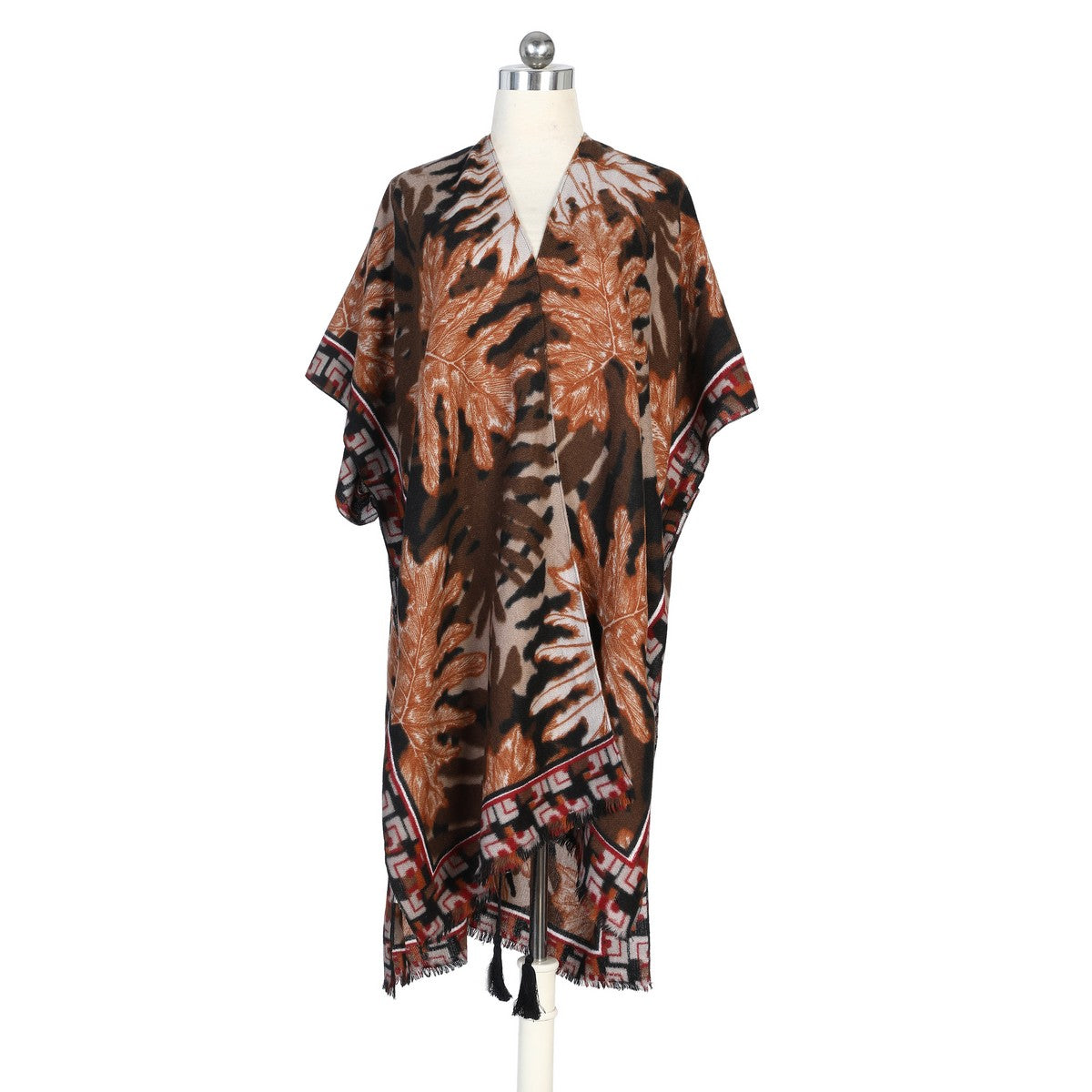 Brown leaves Print Soft Touch Kimono YF22001KHA