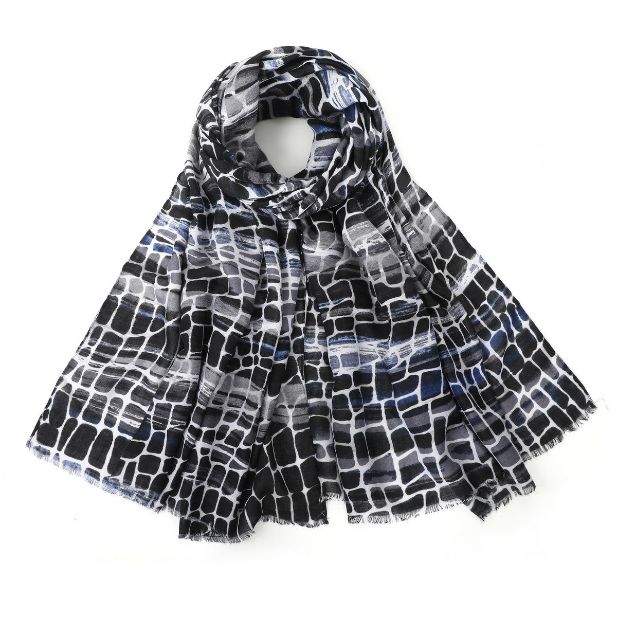 Cobble Stone Pattern Scarf - Black YF22503BLK