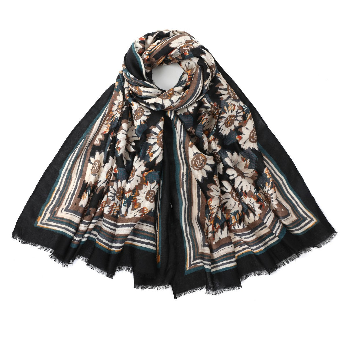 Sunflower Design Scarf - Black YF22504BLK