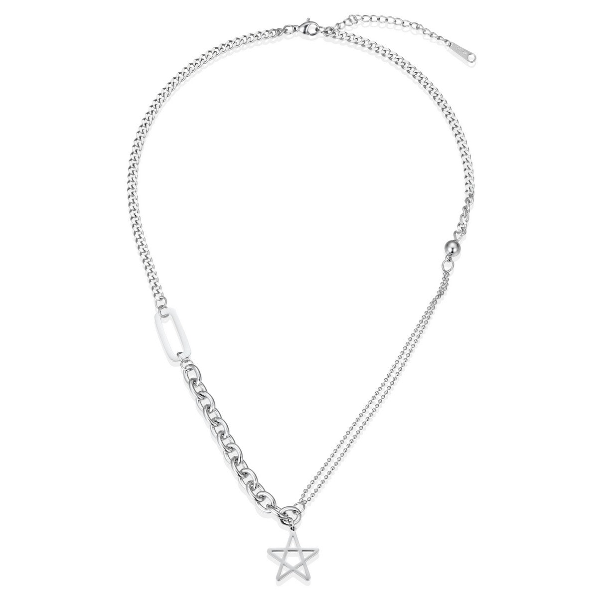 Silver Multi-chain Necklace with Star Accent YG22023SLR