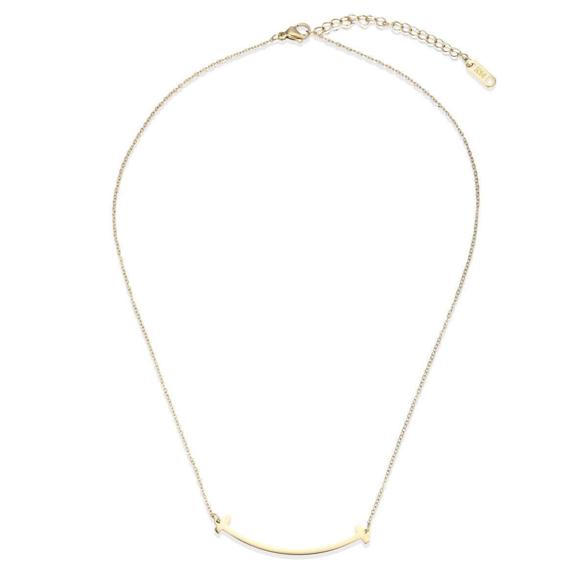 Gold Necklace with Rounded Bar Detail YG22031YGD