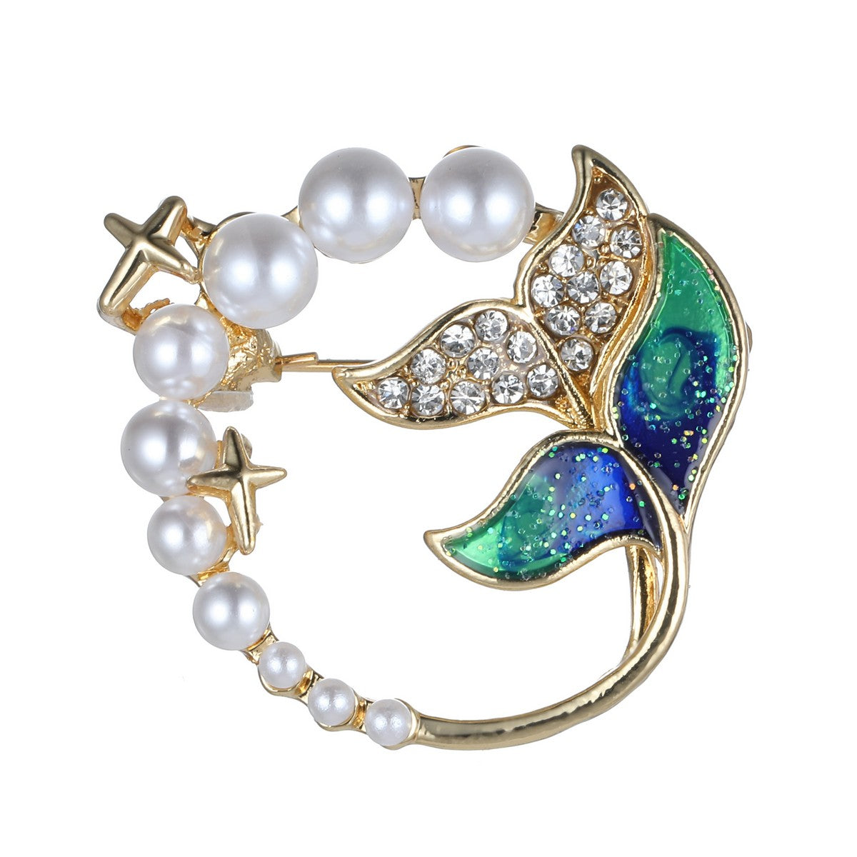 Pearl Mermaid Tail Brooch YL22021MUL