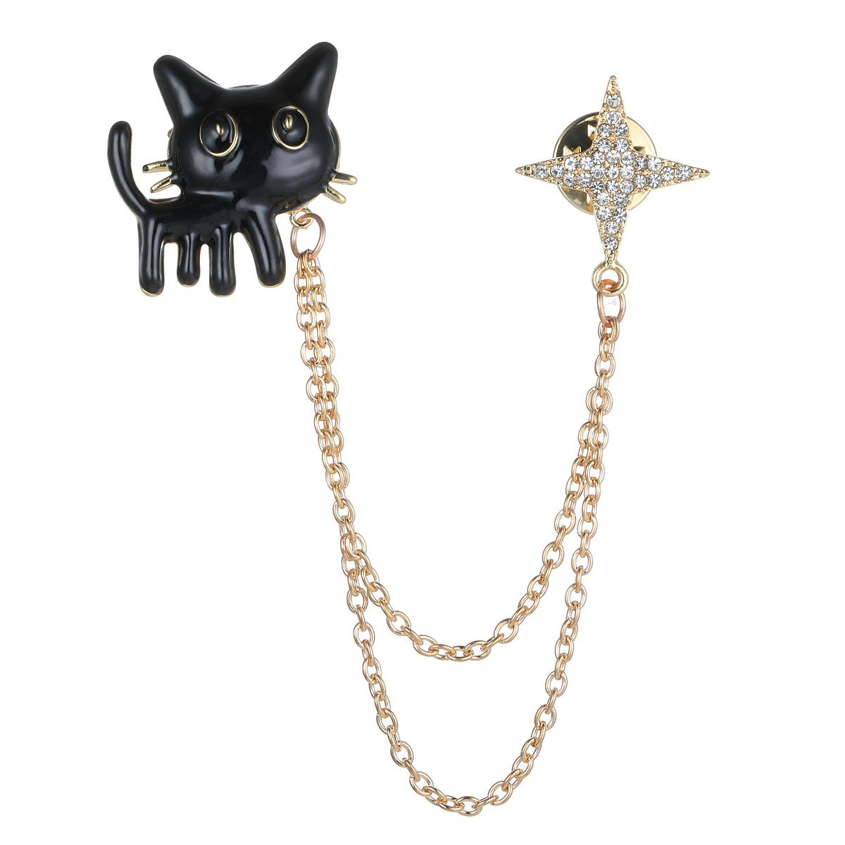 Black Cat Chain Brooch YL22030BLK