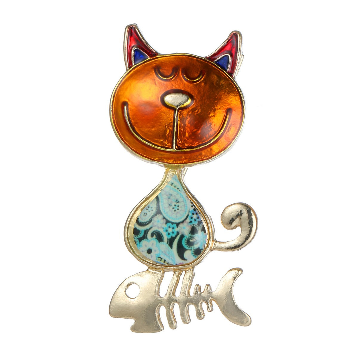 Smiley Face Cat Brooch YL22043MUL