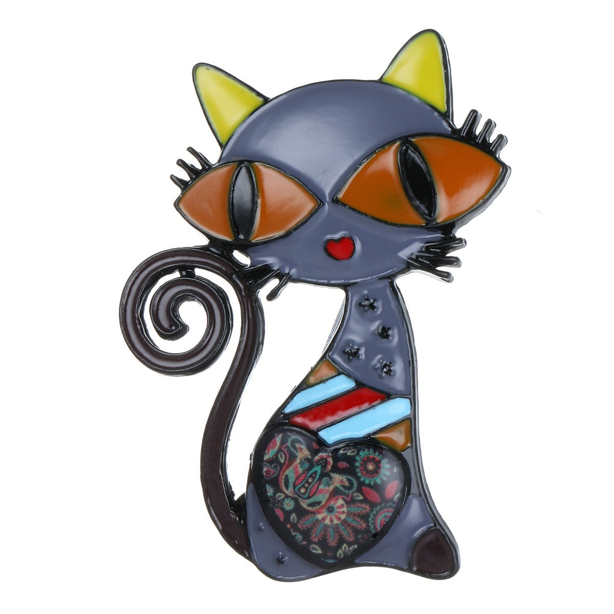 Cat with Popping Eyes Brooch YL22047MUL