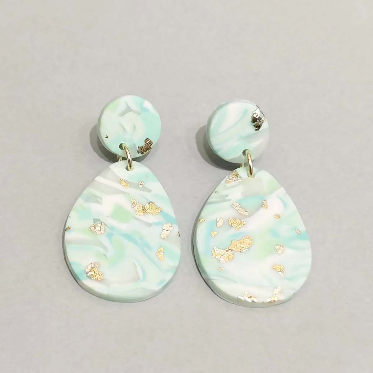 Mint Green Big Drop Soft Clay Earrings JYM00002GRN