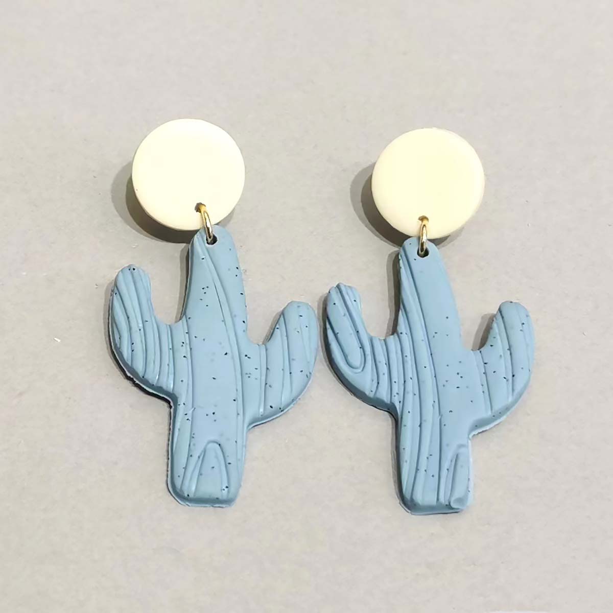 Blue Cactus Soft Clay Earrings JYM00003BLU