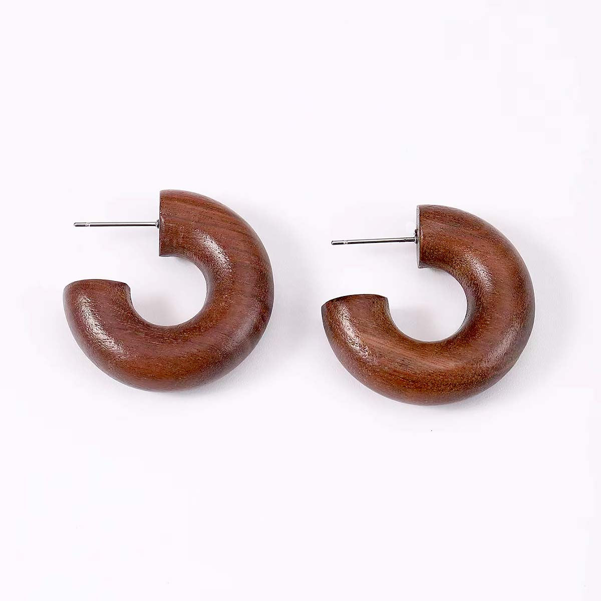 Chunky Wooden Hoop Earrings JYM00004BRW