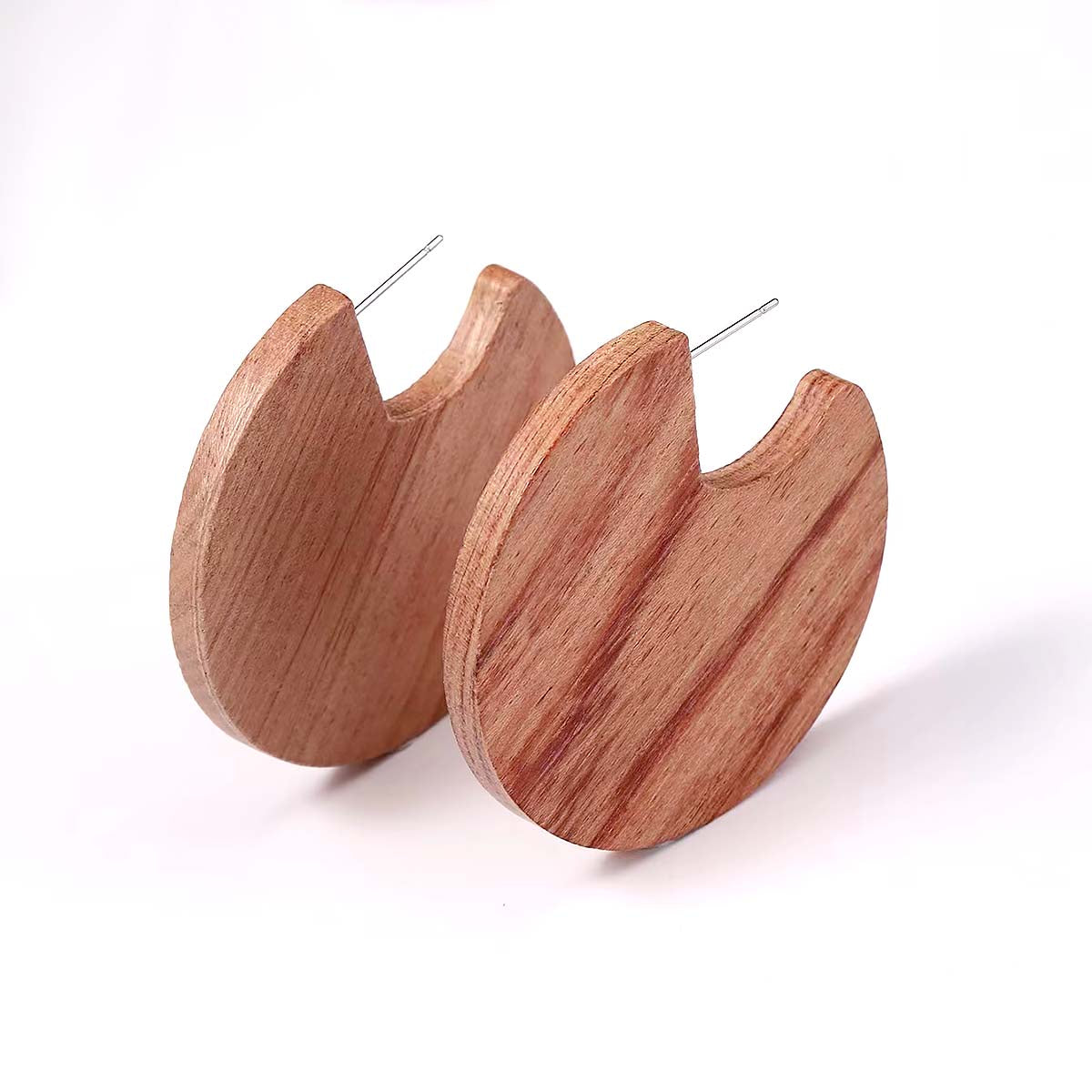 Wooden Round Pieces Stud Earrings JYM00006BRW