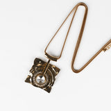 Clear Gem In Cube Pendant Long Necklace