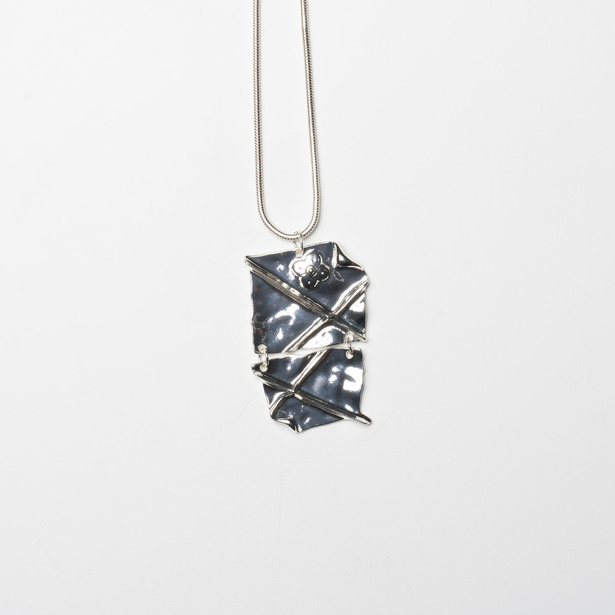 Hammered Effect Pendant Long Necklace